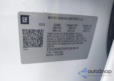 2018 Chevrolet Malibu Lt from USA, damaged, VIN 1G1ZD5ST0JF197873